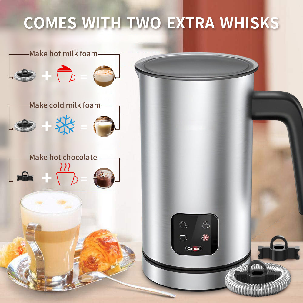 Milk Frother Electric, Coffee Frother, Warm and Cold Milk Foamer, BIZEWO 4  IN 1 Automatic Milk Warmer Stainless Steel with Touch Screen, for Coffee