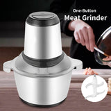 300W  2L Two Files Household Electric Stainless Steel One-Button Meat Grinder / Mixer With 304 Stainless Steel Cup