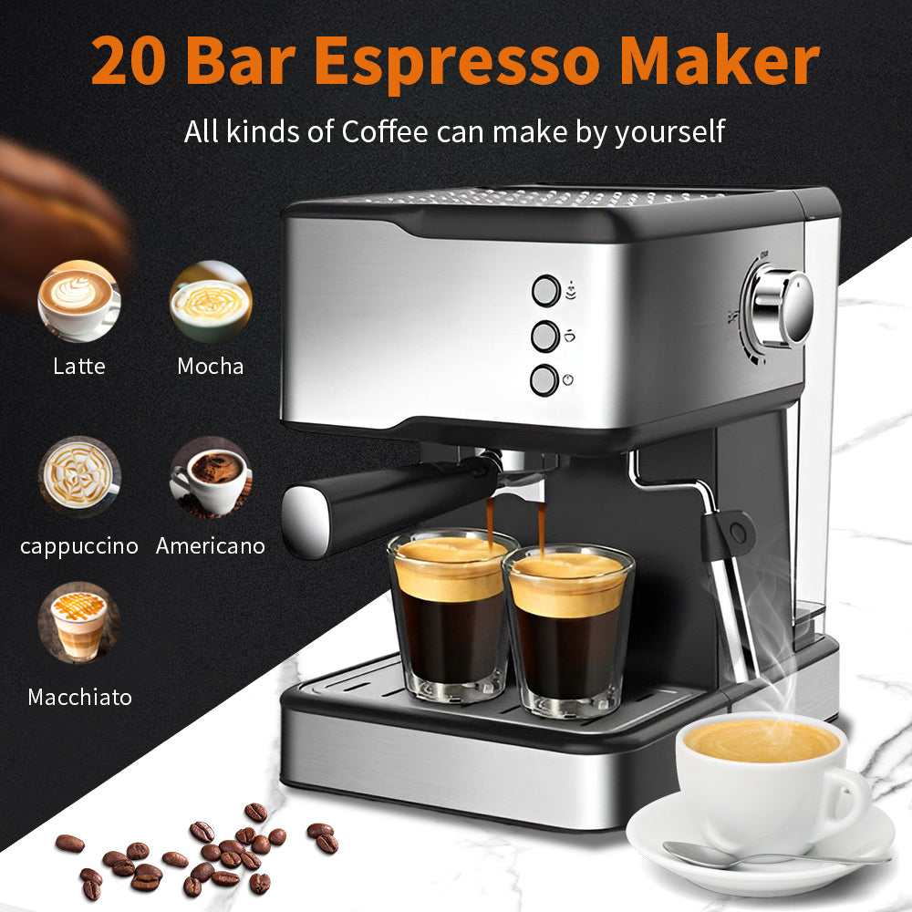 950W 1.5L 20 Bar Espresso Maker With Detachable frothing nozzle For Espresso Cappuccino Latte Machiato Home Barista