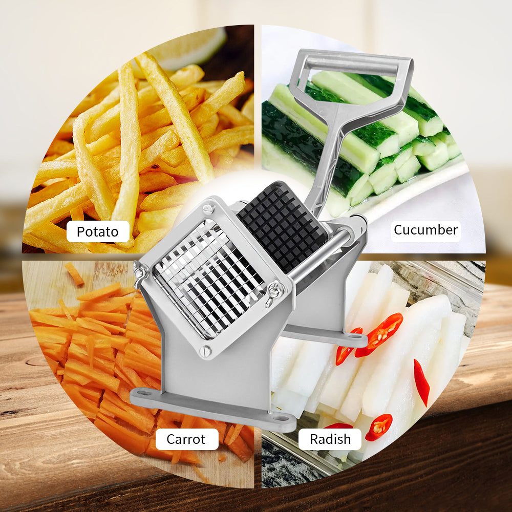 Private Jungle Vertical French Fries Machine with Four 3/8 & 1/4 & 1/2  Flower Blades & 4pcs Suction Cups & 2pcs Expansion Bolts Silver 